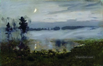 niebla sobre el agua paisaje del río Isaac Levitan Pinturas al óleo